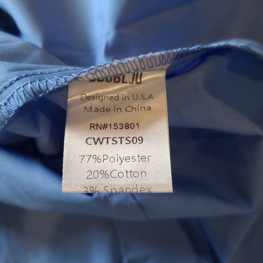 Women's Doublju Brand Slim Fit Dress Shirt Half Sleeve Stretch Size L Blue NWT! - Picture 10 of 12